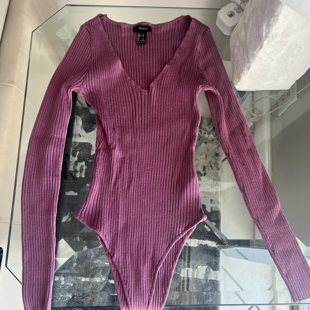 Forever 21 Purple Ribbed Bodysuit